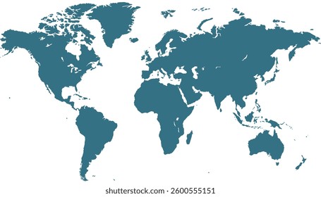 World map. Blue modern vector map. Silhouette map.