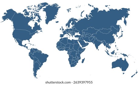 World map. Blue modern vector map. Silhouette.