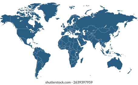 World map. Blue modern vector map. Silhouette.