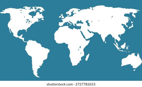 World map. Blue modern vector map. Silhouette map.	