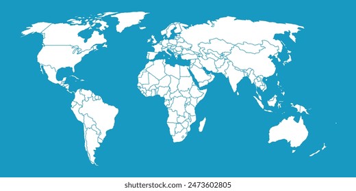 Mapa del mundo con fondo azul del océano