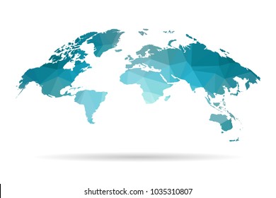 World map blue in polygonal style on white background. isolated vector illustration eps 10.