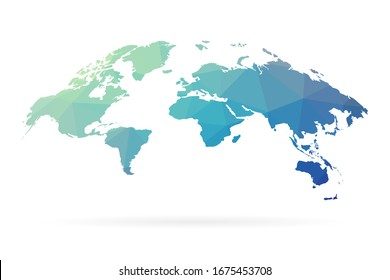 World map blue in polygonal style on white background. isolated vector illustration eps 10.