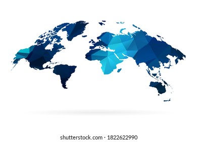 World map blue in polygonal style on white background. isolated vector illustration eps 10.