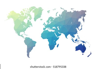 World map blue in polygonal style on white background. isolated vector illustration eps 10.