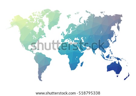 World map blue in polygonal style on white background. isolated vector illustration eps 10.