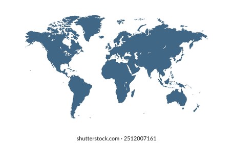 World map. Blue map. Silhouette map