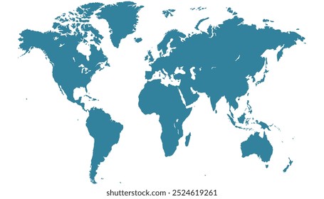 World map. Blue map. Silhouette map.