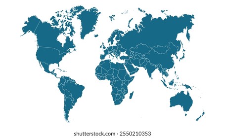 Mapa mundial. Mapa azul. Mapa de silueta.