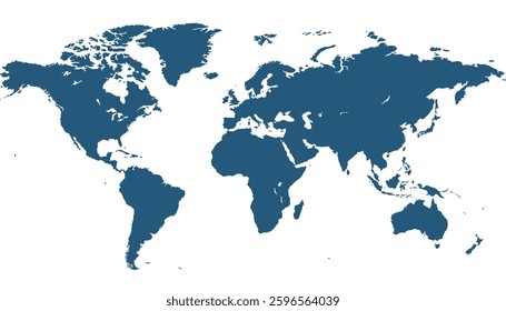 World map. Blue map. Silhouette map