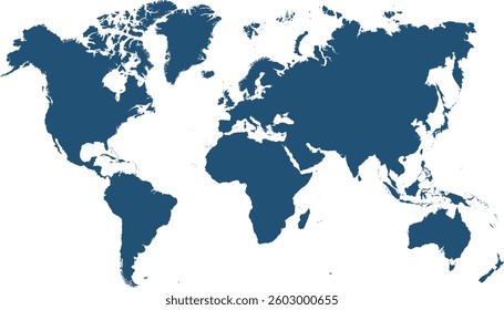 World map. Blue map. Silhouette map.	