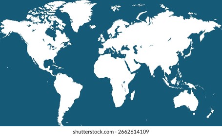 World map. Blue map. Silhouette map