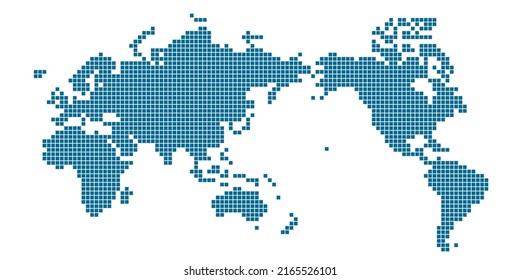 Mapa mundial de punto de silueta azul