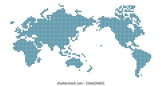World map blue silhouette dot