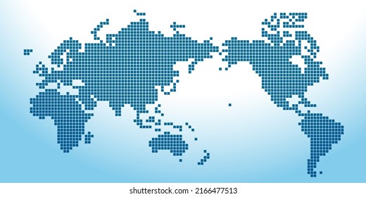 World map blue silhouette dot