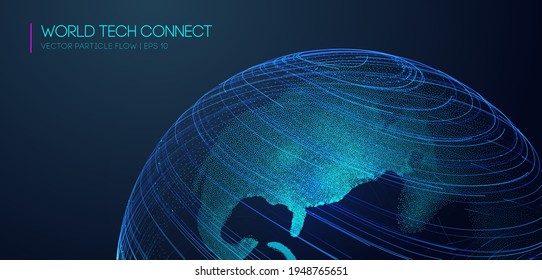 World map blue vector, cyberspace, and visual energy. Computer world connectivity structure analysis. Internet network and science, technology background vector.