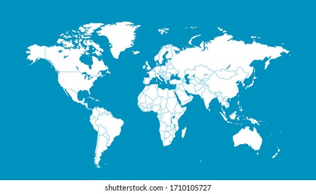 World Map Blue Vector Modern