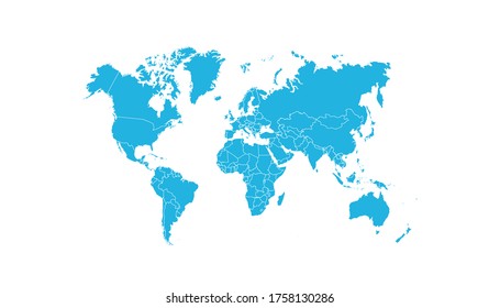 Mapa del mundo del vector azul moderno