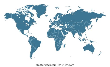 World map. Blue vector map. Silhouette.