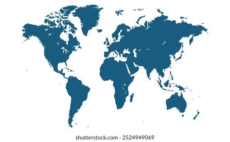 Mapa do mundo. Mapa de vetor azul. Mapa da silhueta