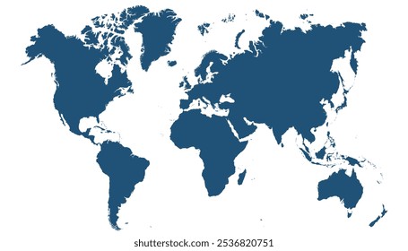 World map. Blue vector map. Silhouette map