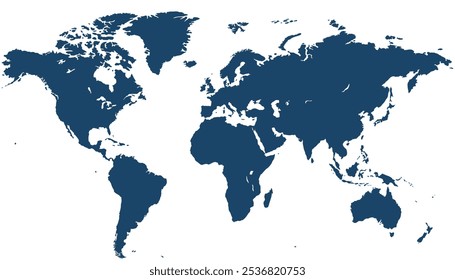 World map. Blue vector map. Silhouette map