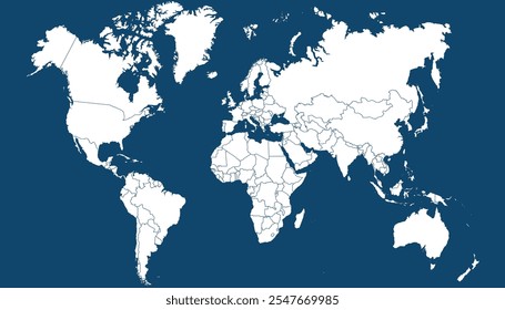 World map. Blue vector map. Silhouette map.