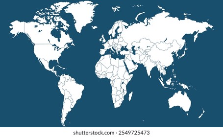World map. Blue vector map. Silhouette.