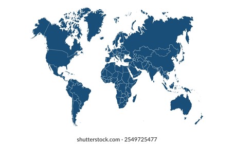 World map. Blue vector map. Silhouette.