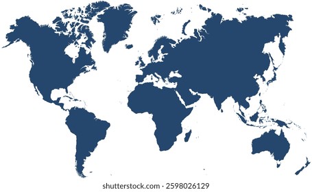 World map. Blue vector map. Silhouette.