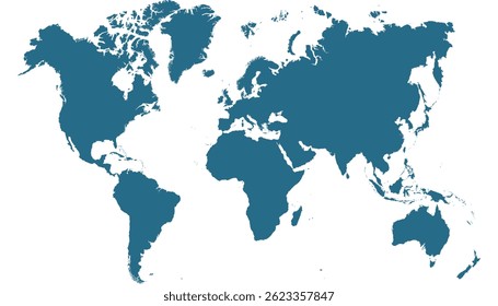 World map. Blue vector map. Silhouette map.	
