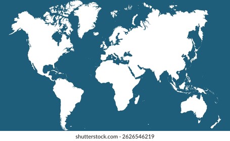 World map. Blue vector map. Silhouette.