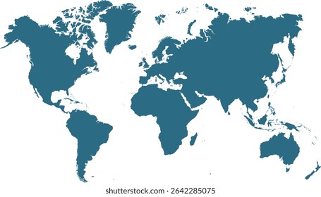 World map. Blue vector map. Silhouette.
