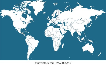 Mapa mundial. Mapa del Vector azul. Mapa de silueta.