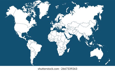 Mapa mundial. Mapa del Vector azul. Silueta.