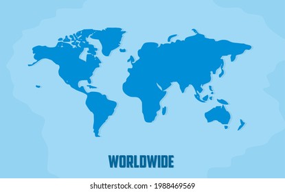 world map in blue with worldwide tulisan