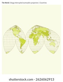 World Map. Bogg interrupted eumorphic projection. Countries style. High Detail World map for infographics, education, reports, presentations. Vector illustration.