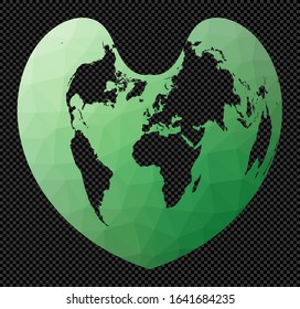 World map. Bonne projection. Polygonal map of the world on transparent background. Stencil shape geometric globe. Cool vector illustration.