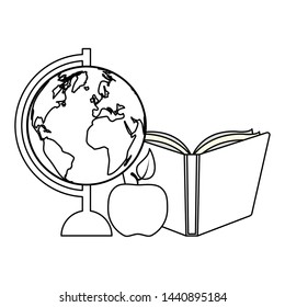 world map book apple back to school vector illustration