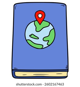 world map book illustration hand drawn isolated vector