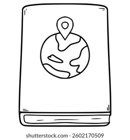 world map book illustration hand drawn outline vector