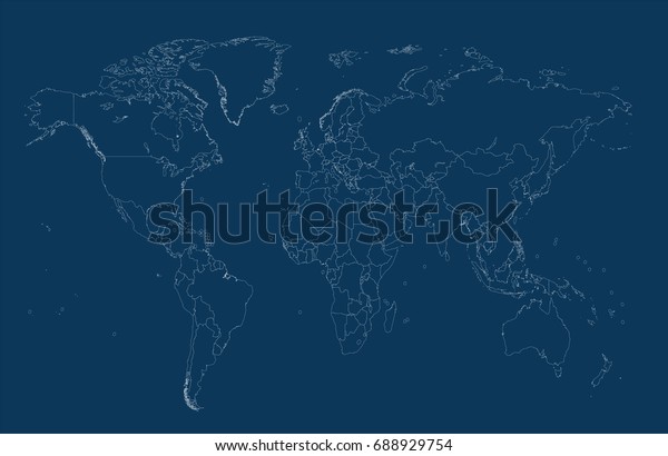 World Map Borders Blue Color Outline Stock Vector (Royalty Free ...