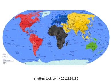 World map with borders and continents