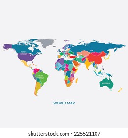 WORLD MAP WITH BORDERS illustration vector