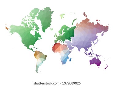 World Map. breathtaking low poly style. Vector illustration.