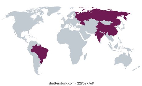 World Map BRIG Countries EPS8 Vector