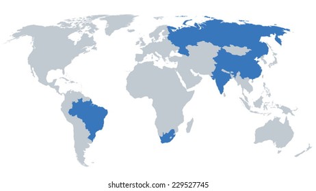 World Map BRIGS Countries EPS8 Vector