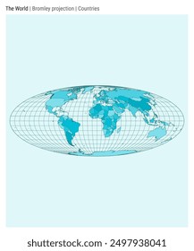 World Map. Bromley projection. Countries style. High Detail World map for infographics, education, reports, presentations. Vector illustration.