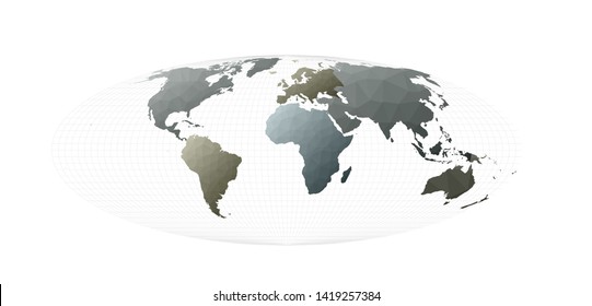World map in Bromley projection, modern vector illustration of continents and geography.