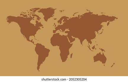 World map in brown tones. World map in retro style